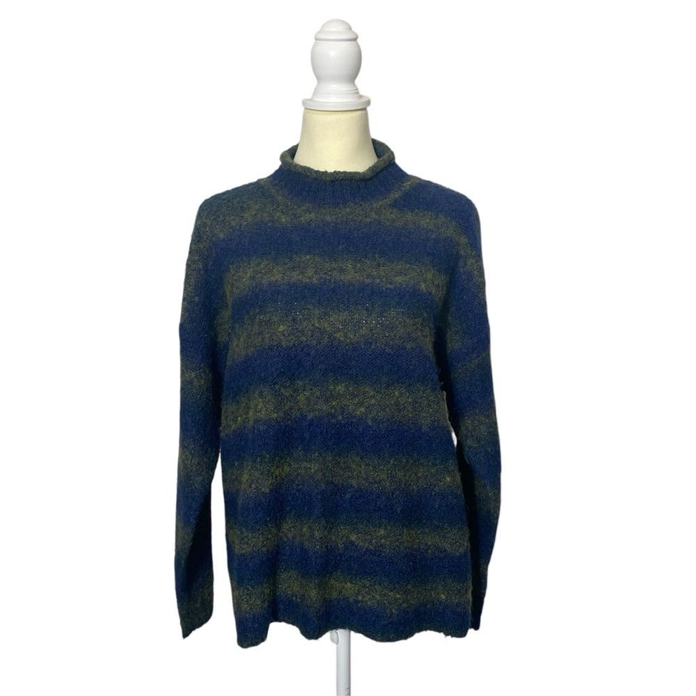 Vintage PK Elliot Wool Blend Goblincore Striped Mock Turtleneck Women's Size L